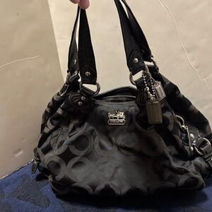 Coach Black and Gray Signature Shoulder Bag